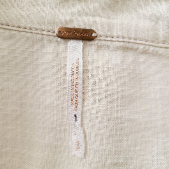 Free People Top S Ivory Burgundy Floral Lightweight Button-Front Collared Shirt - Picture 5 of 8